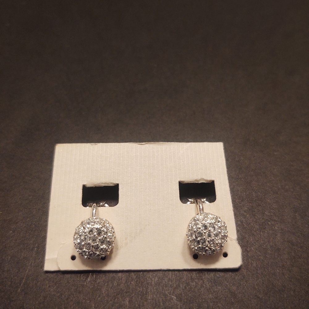 Silver diamond clip on earrings